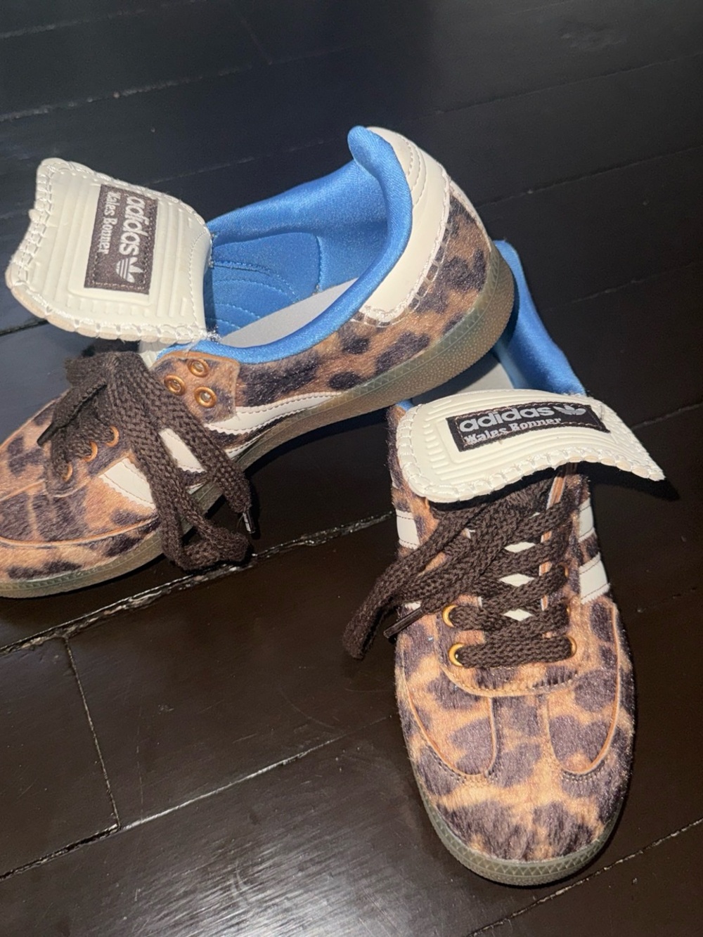 adidas Women’s Leopard Print Sneakers with Blue Lining